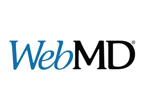 The WebMD logo features the word "WebMD" with "Web" in blue and "MD" in black on a white background.